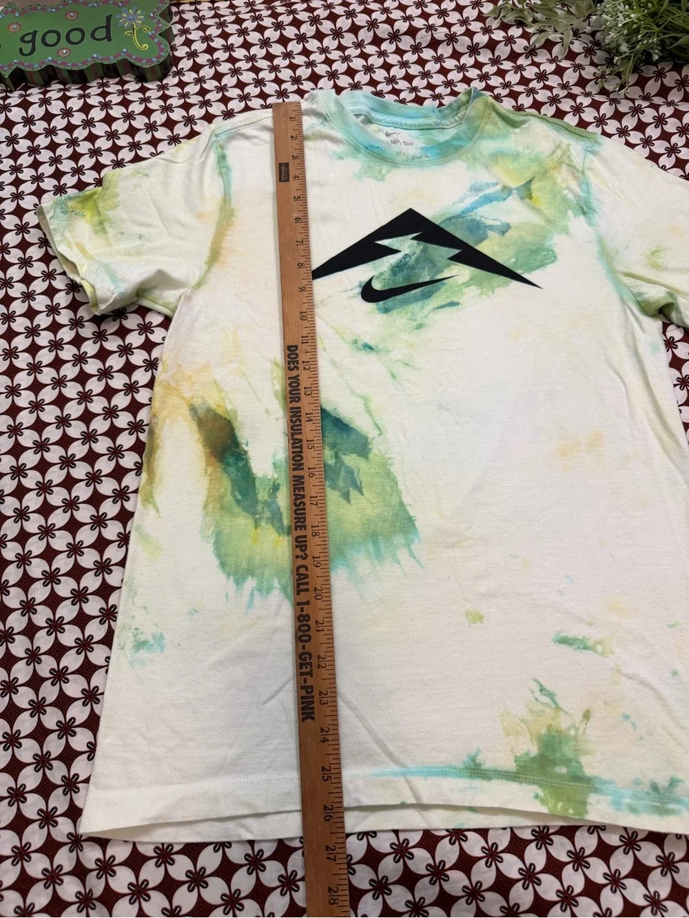 Nike White Tie-Dye Short Sleeve T-Shirt with Black Logo